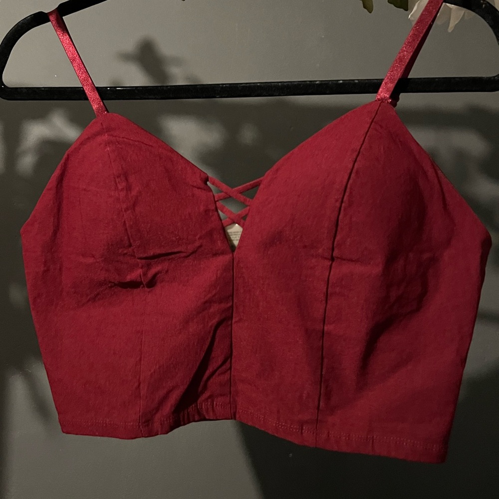 Burgundy crop cami top.